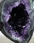 Dual Amethyst Geode with Elegant Jasper Shell - Natural Gemstone for Home or Office Decor - MWS0292