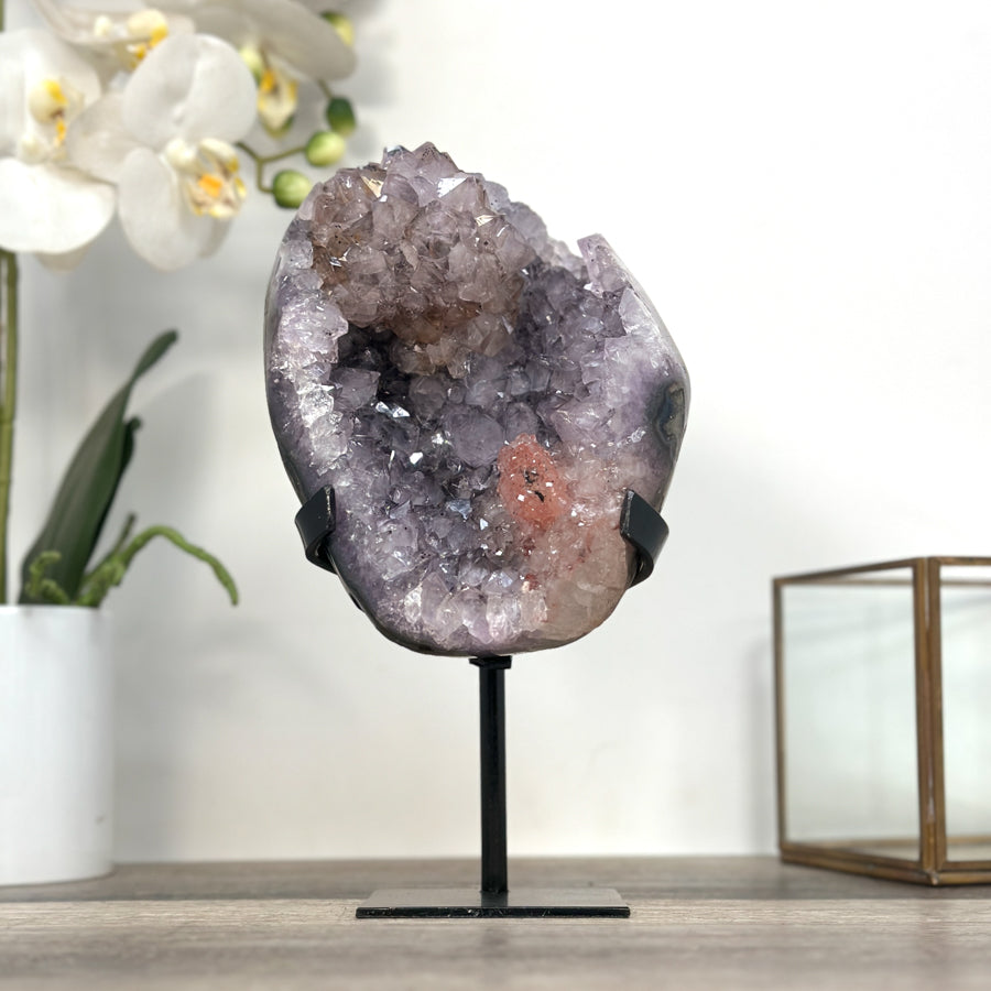 Amethyst Crystal Cluster with Pink Highlights Crystals - MWS2608