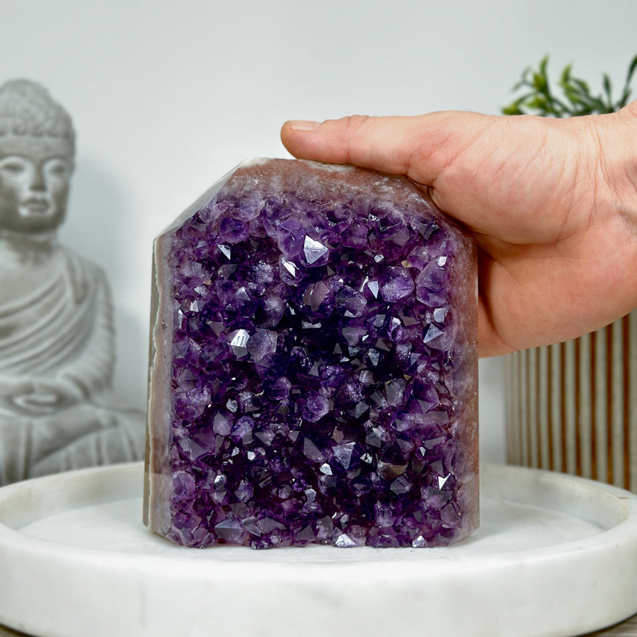 Top Grade Amethyst &amp; Jasper Stone Tower Carving  - STP0147