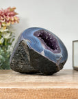 Amethyst & Blue Banded Agate Stone Geode with Druzy Cavity - STGE0005