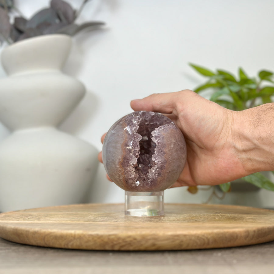 Amethyst Druzy Sphere Geode with Crystal Formation - SPH0175