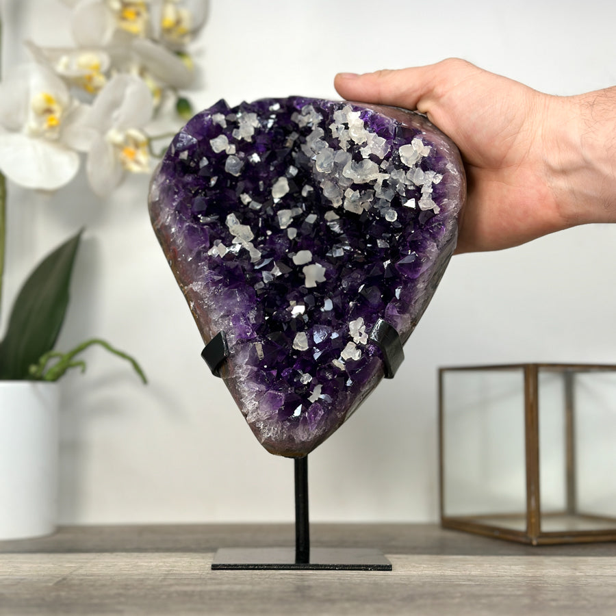 Amethyst Crystal Cluster with Calcites Formations on Stand - MWS2630