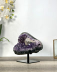 Natural Amethyst Geode With Calcite on Metal Stand - MWS2721