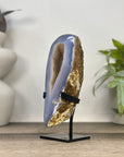 Blue Banded Agate Geode with Quartz Druzy interior - MWS3336