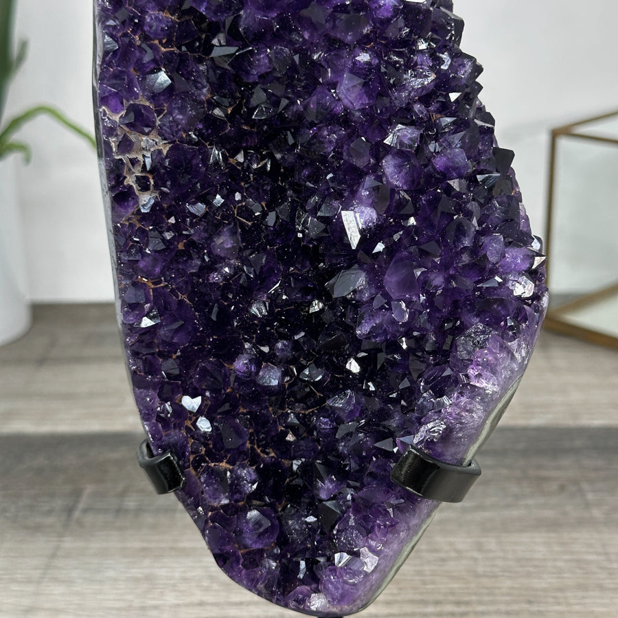 Deep Purple Amethyst Cluster on Metal Stand - MWS2781