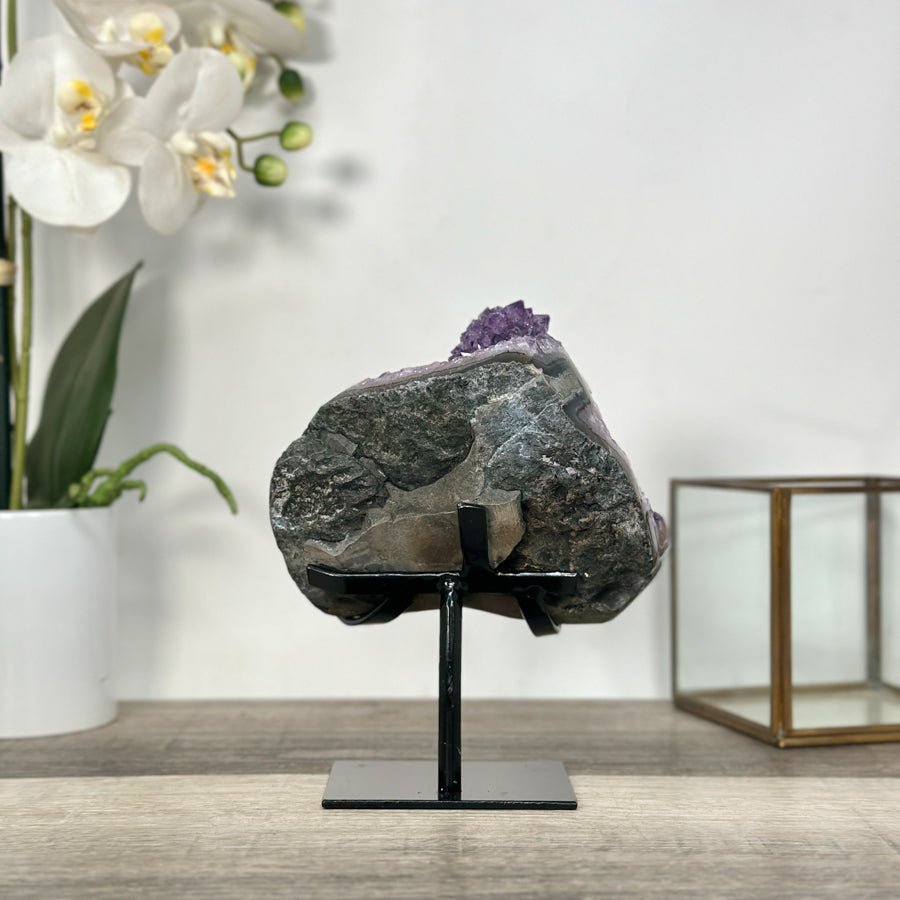 Amethyst Crystal Cluster on Stand – Stalactite Mineral Specimen for Collector Display - MWS2686