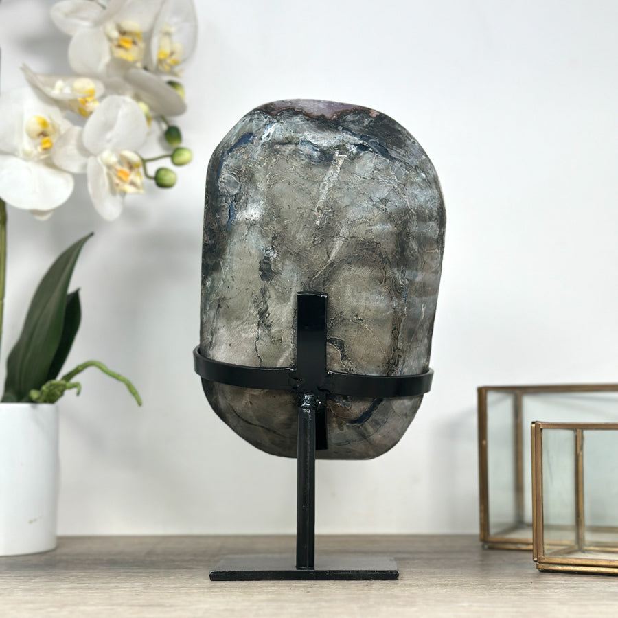 Unique Amethyst Cluster with Clacite &amp; Black Hematite Formation - MWS2309