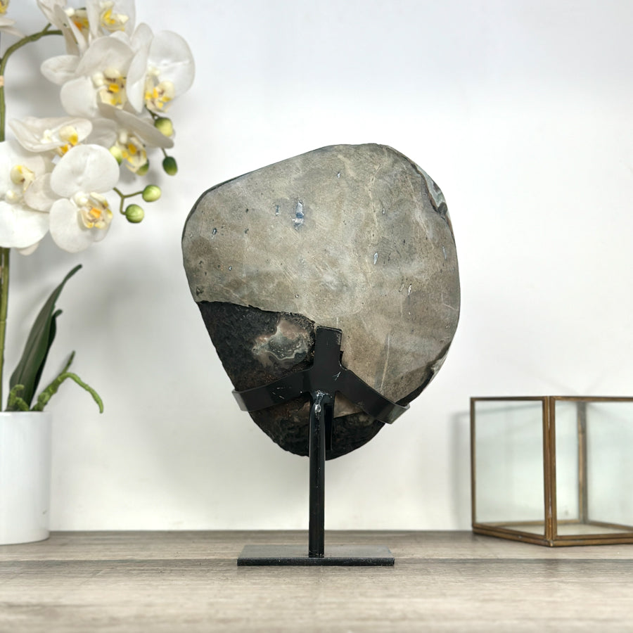Uruguayan Amethyst Geode with Deep Purple Crystals – Natural Cluster Display on Stand - MWS2819