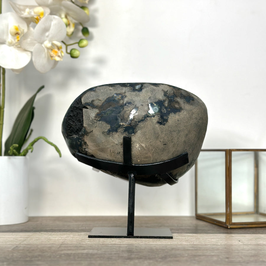 Amethyst Geode with Calcite Centerpiece on Stand for Collector Display - MWS2612