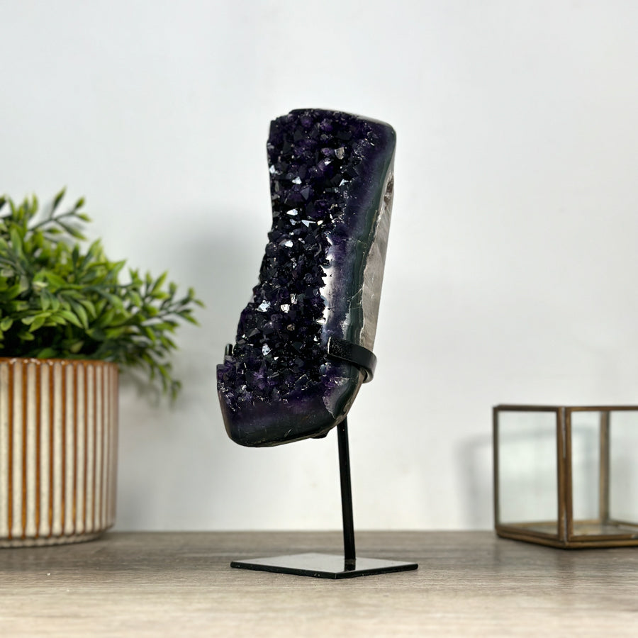 A grade Uruguayan Amethyst Geode with Metallic Stand - MWS2428