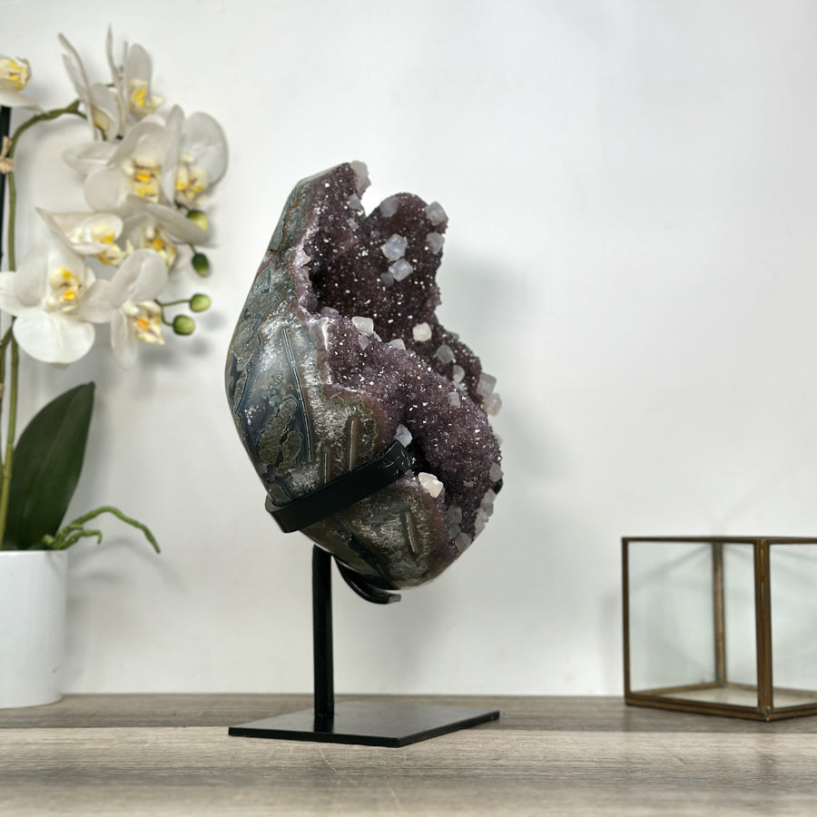 Huge Natural Lavander Amethyst Cluster with Calcite Formations - MWS2749