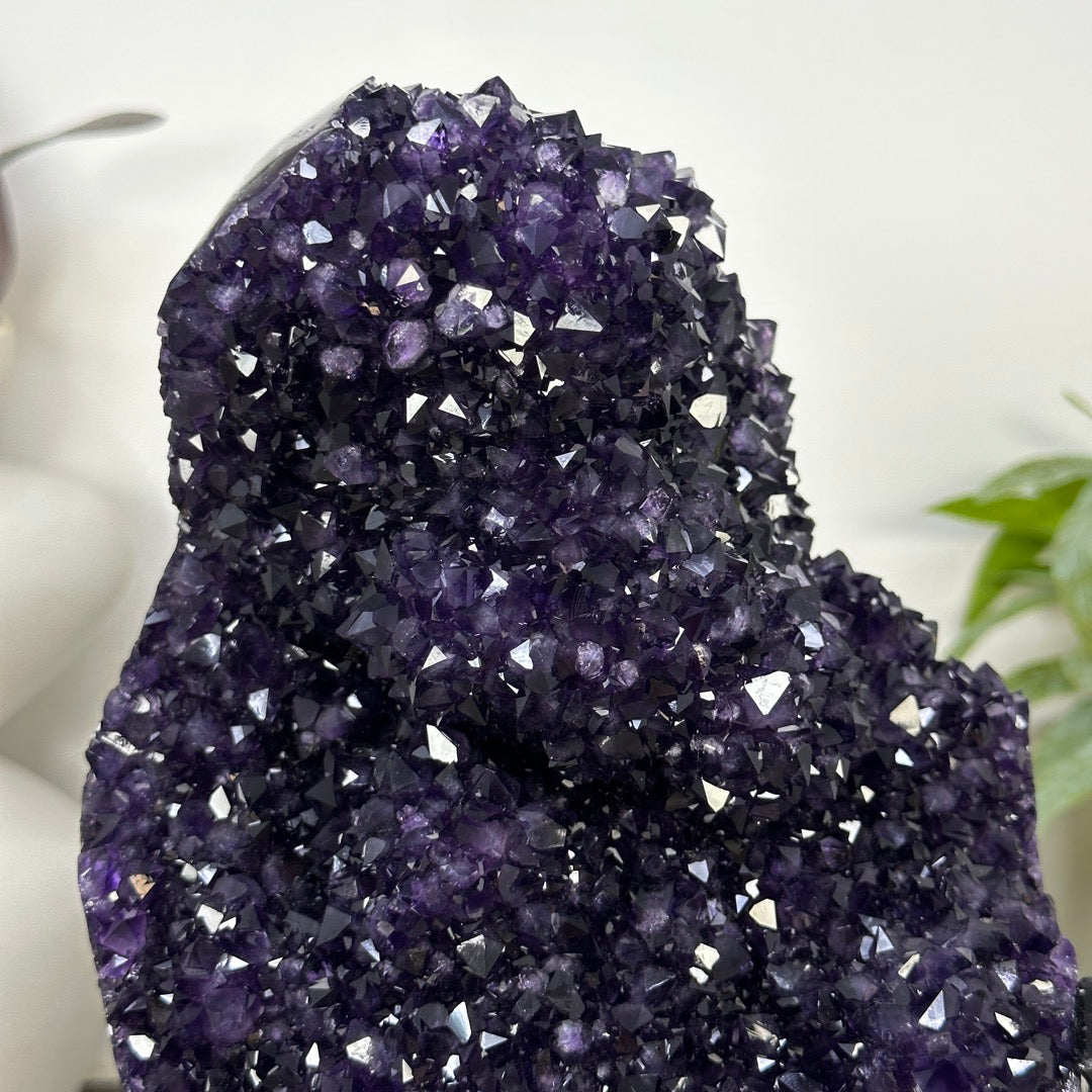 A Grade Natural Amethyst Crystal Specimen on Metal Stand - MWS3390
