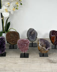 Lot of Hand-Polished Mineral Formations with Metal Stands – Perfect for Wholesalers and Collectors
