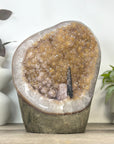 Natural Uruguayan Amethyst Cathedran Cave with tunning Green Jasper Shell - CBP1406