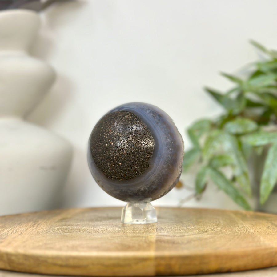 Banded Agate &amp; Quartz Druzy Sphere Geode - SPH0233