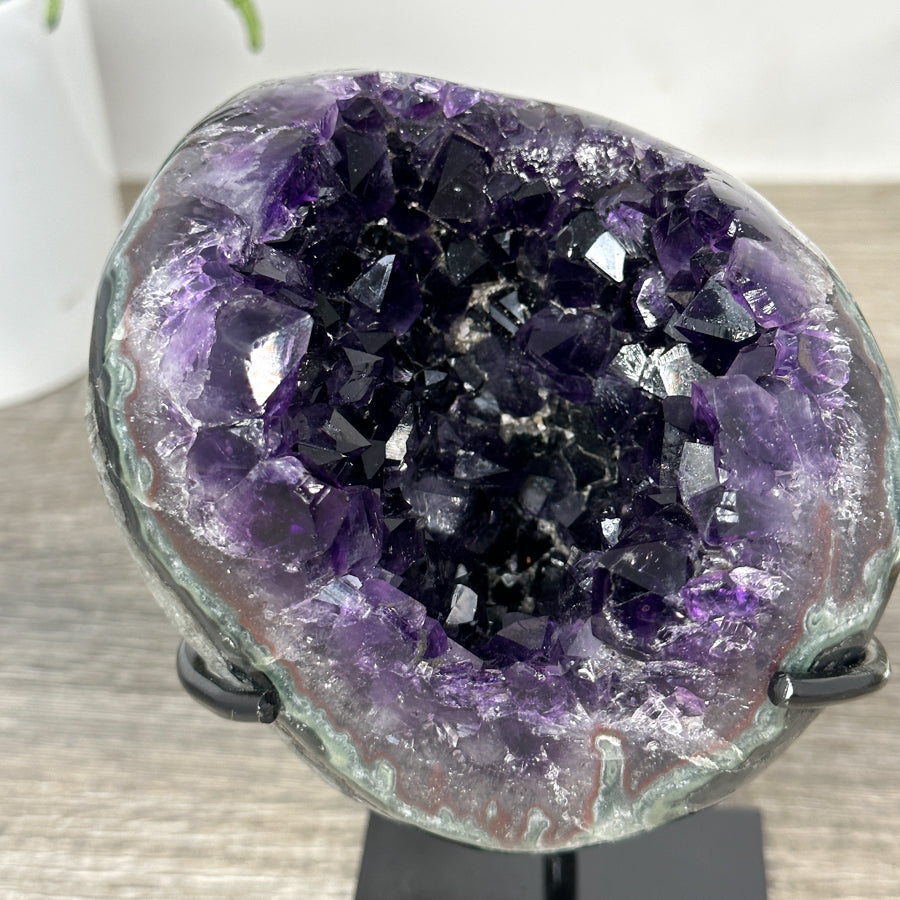 Deep Purple Amethyst Geode with Green Jasper Shell - MWS2174