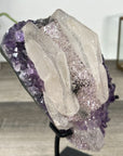 Natural Calcite & Amethyst Specimen on Metallic Stand - MWS2766