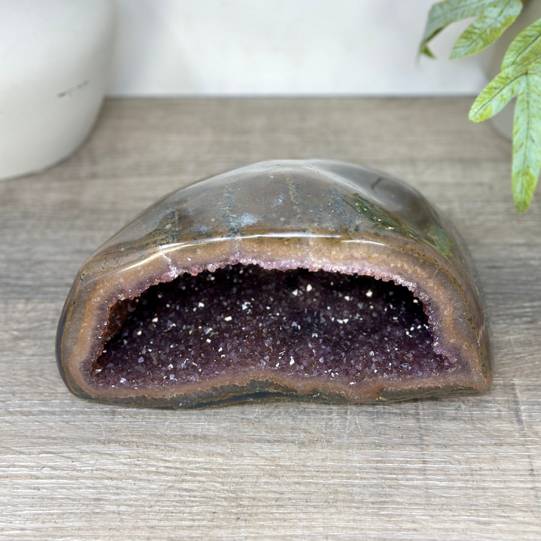 Natural Amethyst Geode with Agate Shell - STGE0112
