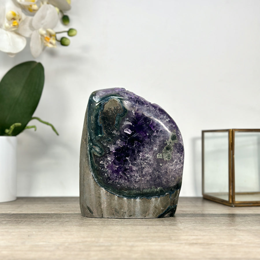 Top Quality Natural Amethyst Geode with Calcite Formations - CBP1262