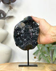 Black Amethyst Galaxy Geode with Calcite Formations - MWS3259