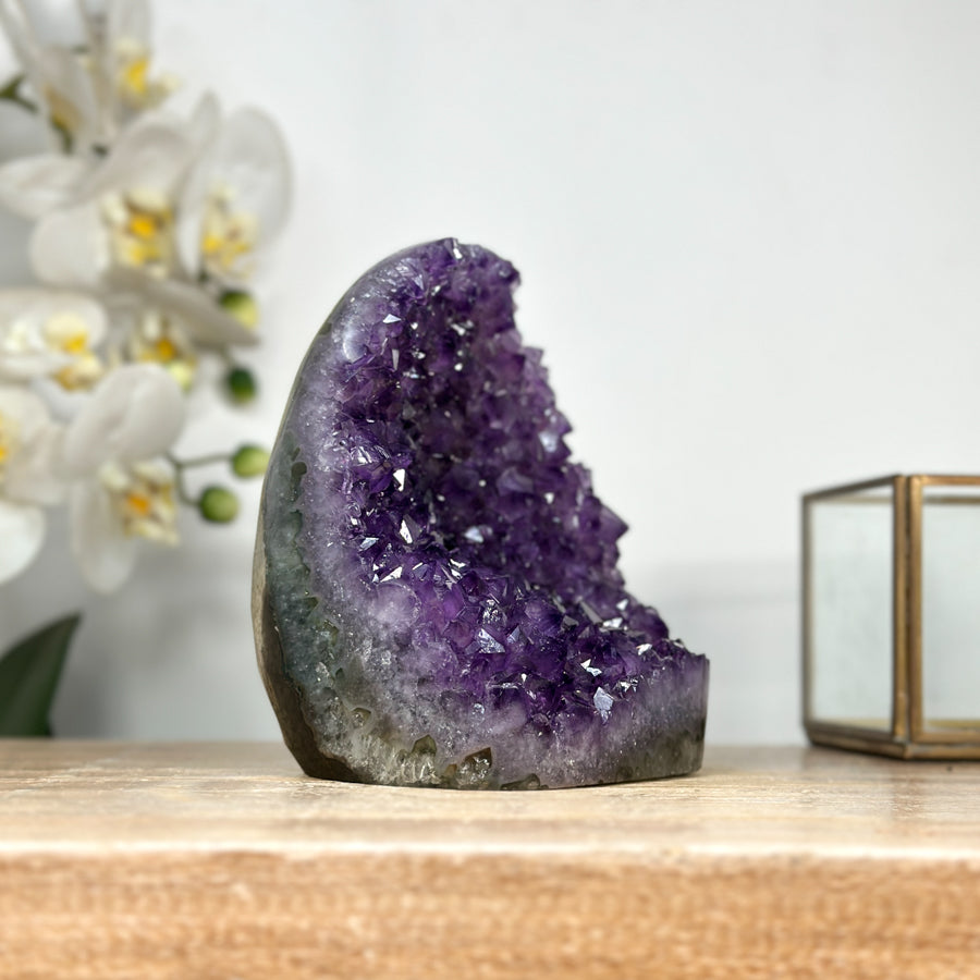 Amethyst Crystal Cluster Geode with Purple Points - CBP1158