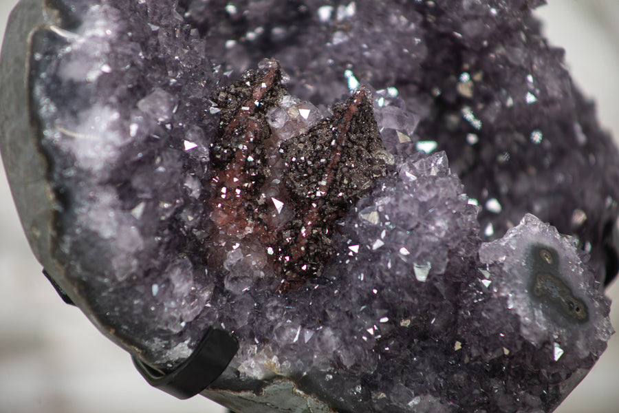 Stunning Uruguayan Amethyst Specimen with Black Hematite Crystal Formation - MWS0341