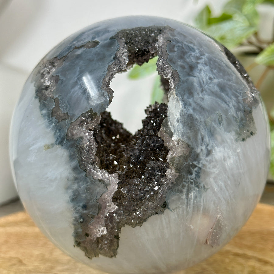 Natural Green Quartz Druzy Sphere Geode - SPH0185