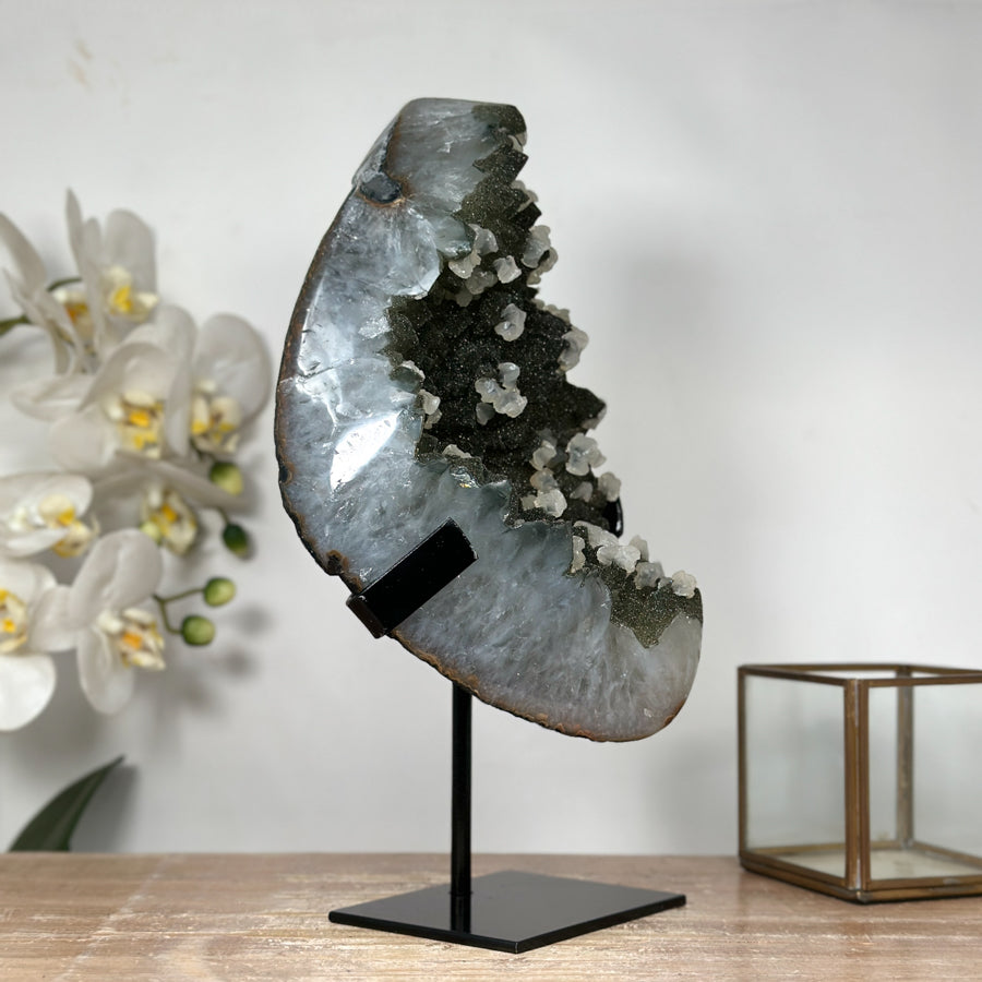 Top Quality Green Sugar Amethyst Specimen with Calcite inclusions - MWS1824