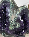 Top Quality Natural Amethyst Geode Specimen with Green Jasper Shell - MWS2823