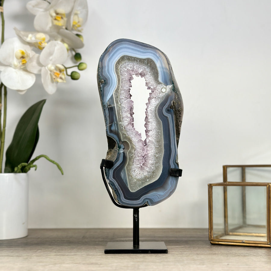 Large Blue Banded Agate Stone Slice - MWS2242