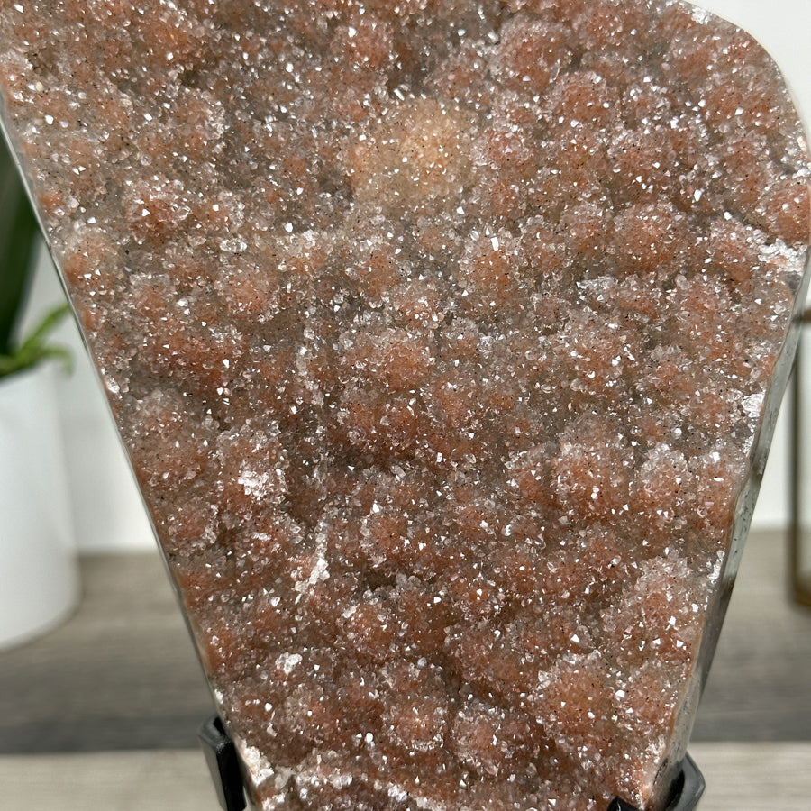 Natural Orange Tone Sugar Crystal Cluster on Stand - MWS2637