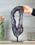 Deep Purple Amethyst Geode Slice on Metal Stand - MWS2758