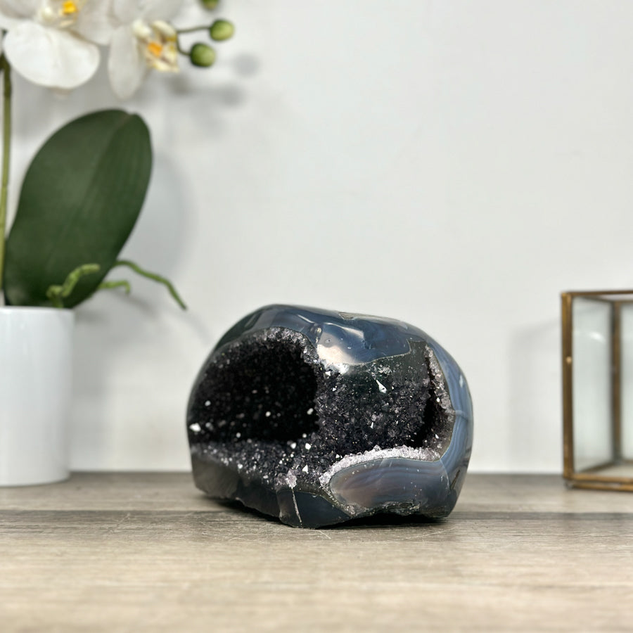 Quarts Druzy &amp; Agate Polished Stone Geode - STGE0019
