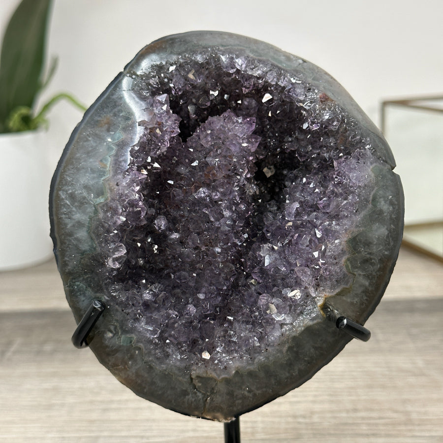 Amethyst Geode on Stand with Calcite Formation - MWS2864