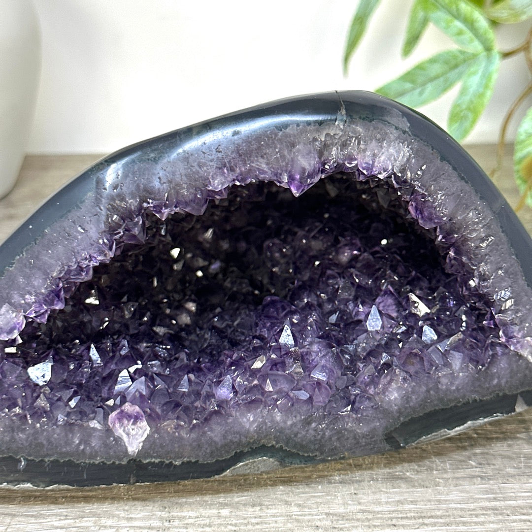 Natural Amethyst &amp; Agate Stone Geode with polished Shell - STGE0082