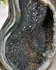 Natural Agate & Green Quartz Druzy Stone Flame Carving - FST0168