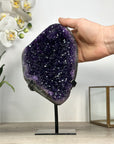 Top Grade Uruguayan Amethyst Geode, Metallic Stand Included - MWS2457