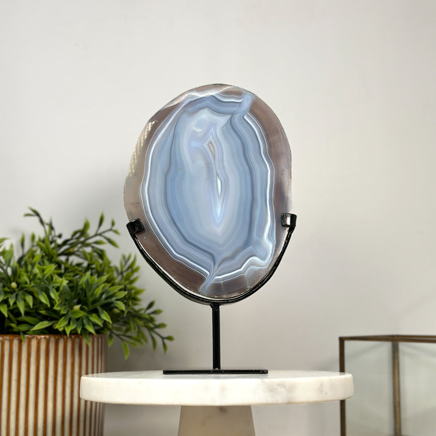 Outstanding Natural Blue Banded Agate Slice - MWS2138