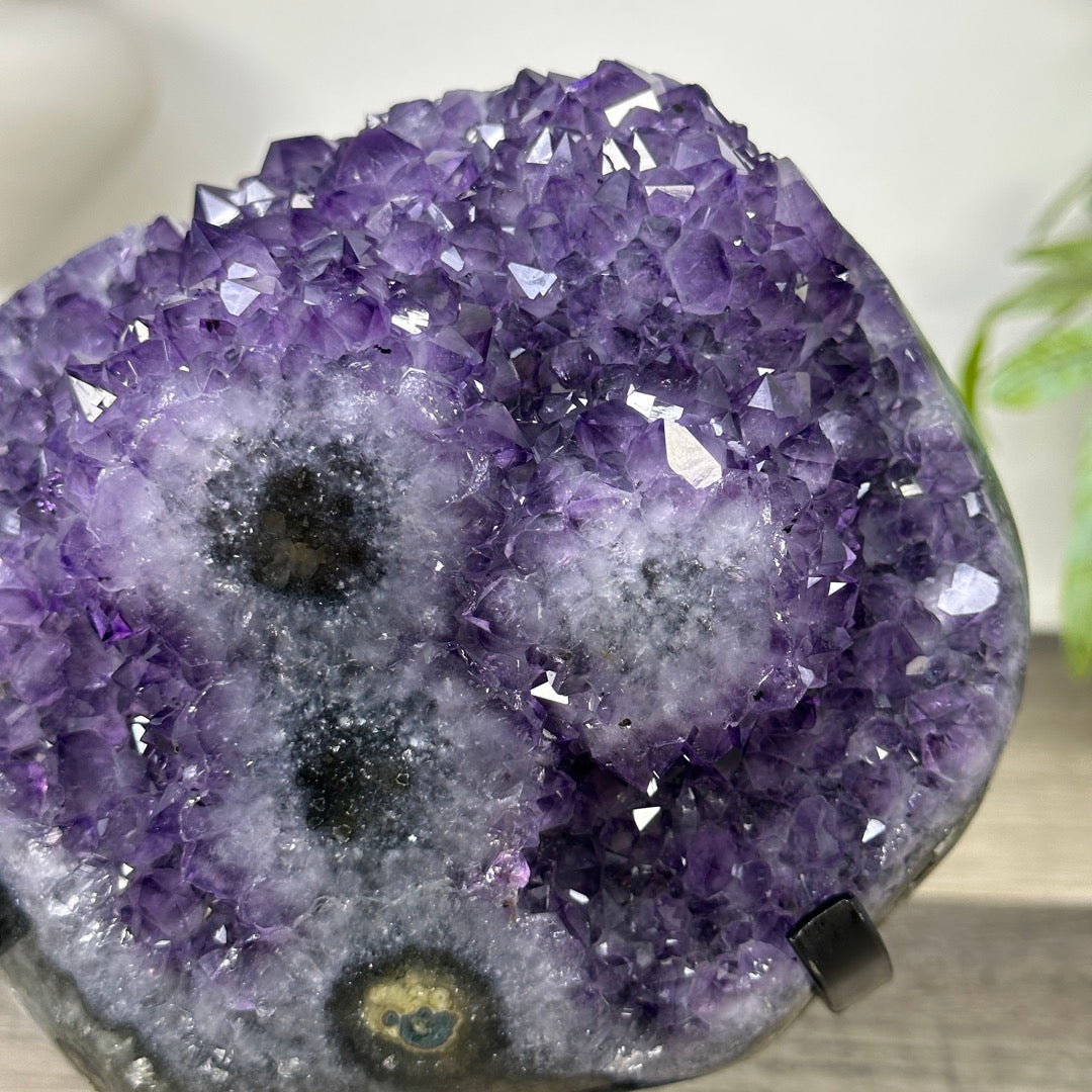 Natural Deep Purple Amethyst Cluster on Metal Stand - MWS3310