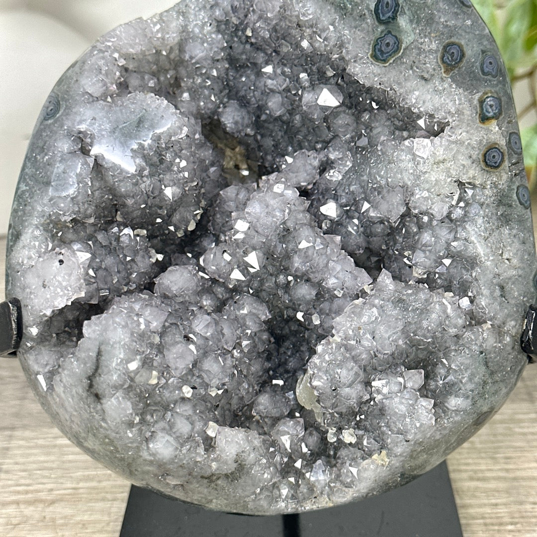 Grey Quartz Geode from Uruguay - Stand included - MWS3293