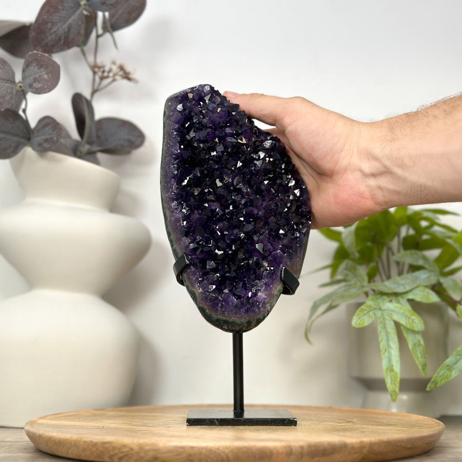 Unique Natural Amethyst Crystal Cluster on Stand - MWS3063