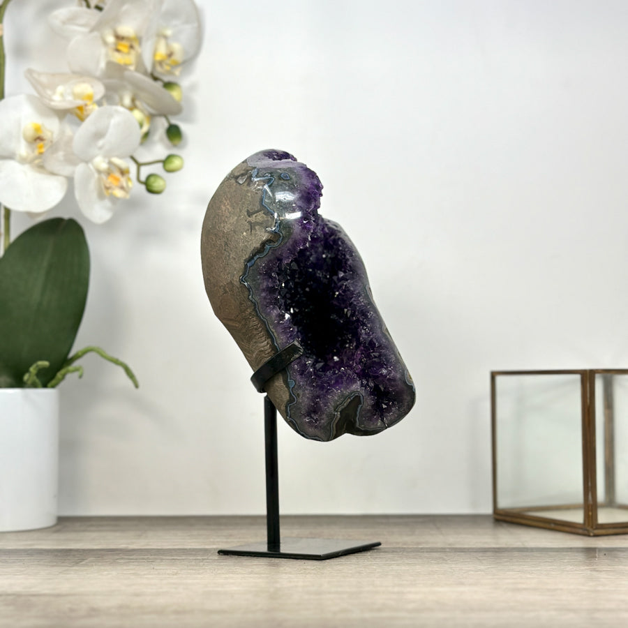 Uruguayan Amethyst Geode with Beautiful Blue Agate Shell - MWS2974