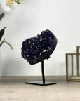 Natural Amethyst Stone Heart Carving with Stand - HST0309