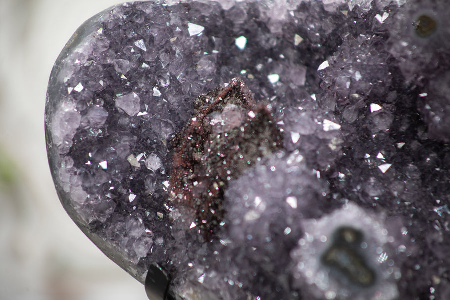 Stunning Uruguayan Amethyst Specimen with Black Hematite Crystal Formation - MWS0341