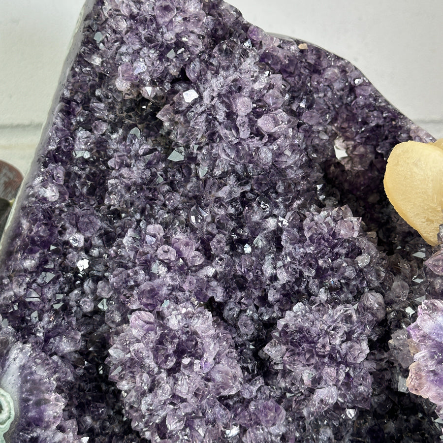 Uruguayan Amethyst Specimen with Green Jasper Shell &amp; Calcite Formation - MWS3148