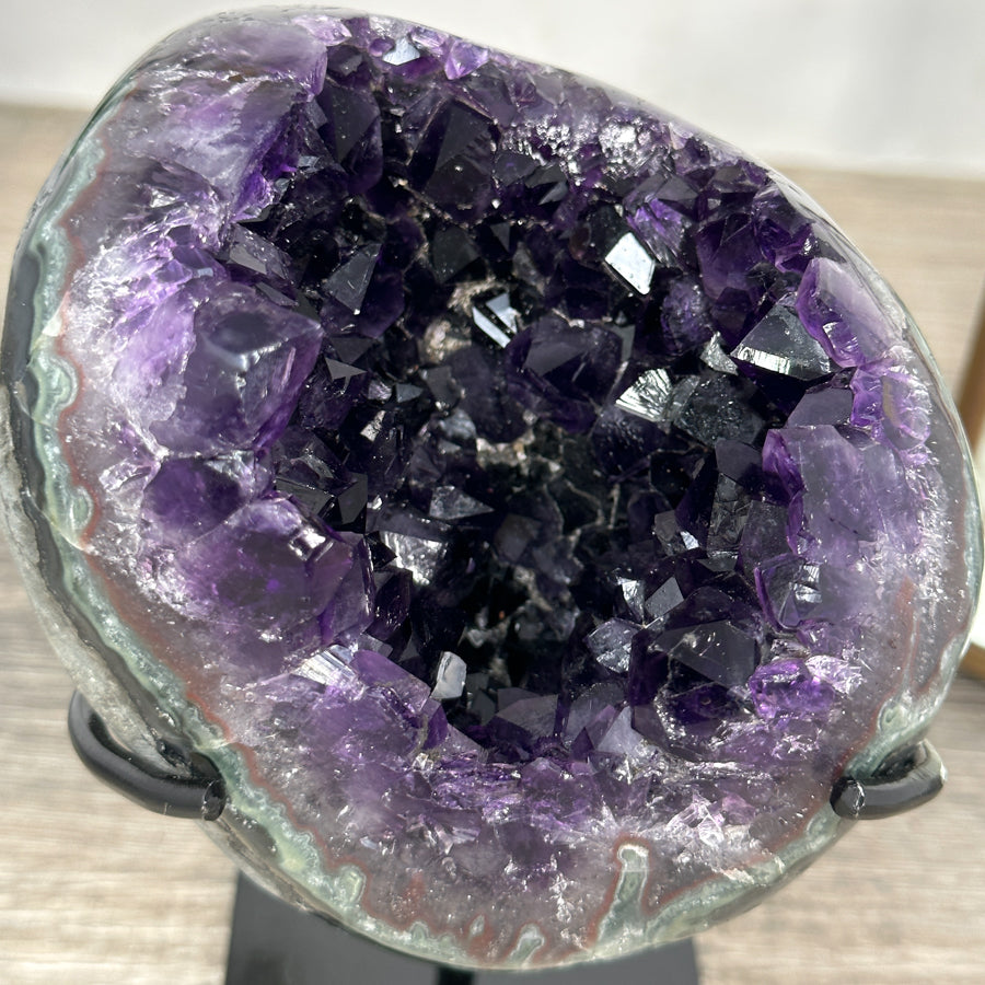 Deep Purple Amethyst Geode with Green Jasper Shell - MWS2174