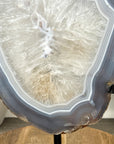 Blue Banded Agate & Quartz Stone Slice on Metal Stand - MWS3036