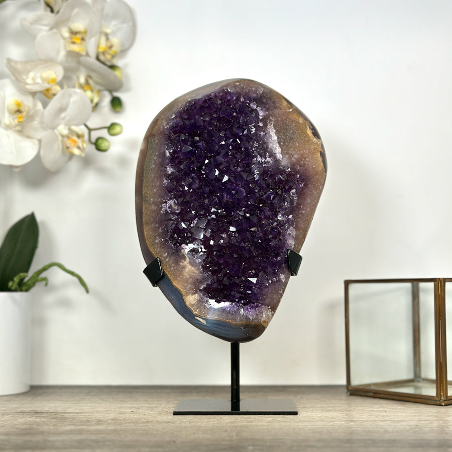 Natural Amethyst &amp; Agate Stone on Stand - MWS3024