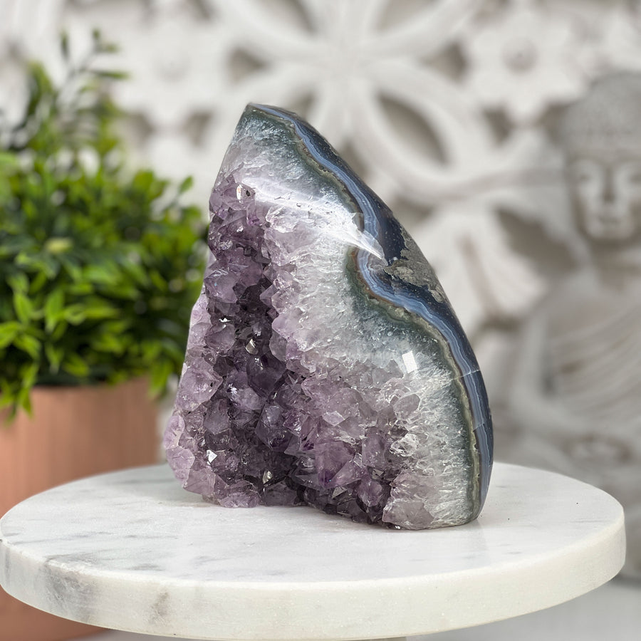 Natural Amethyst Crystal flame Carving - FST0084
