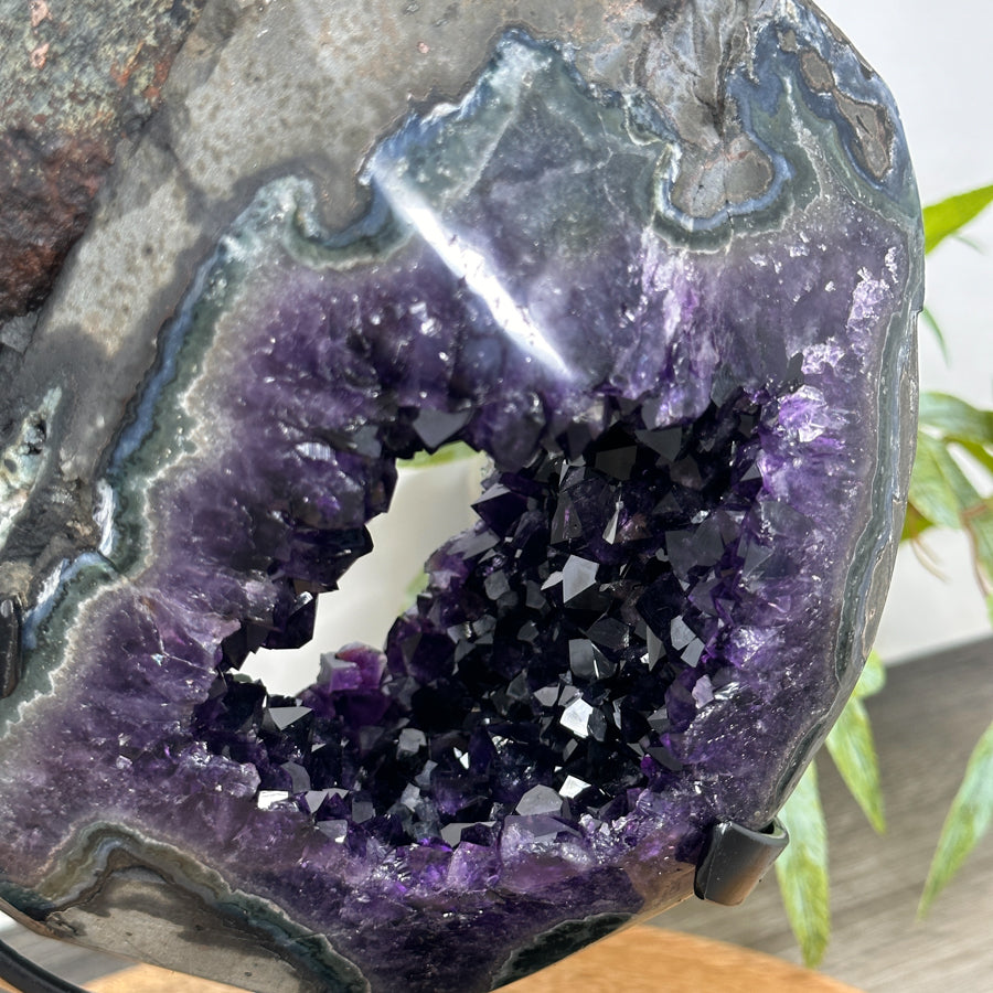 Huge Natural Deep Purple Amethyst Geode on Stand - MWS3077